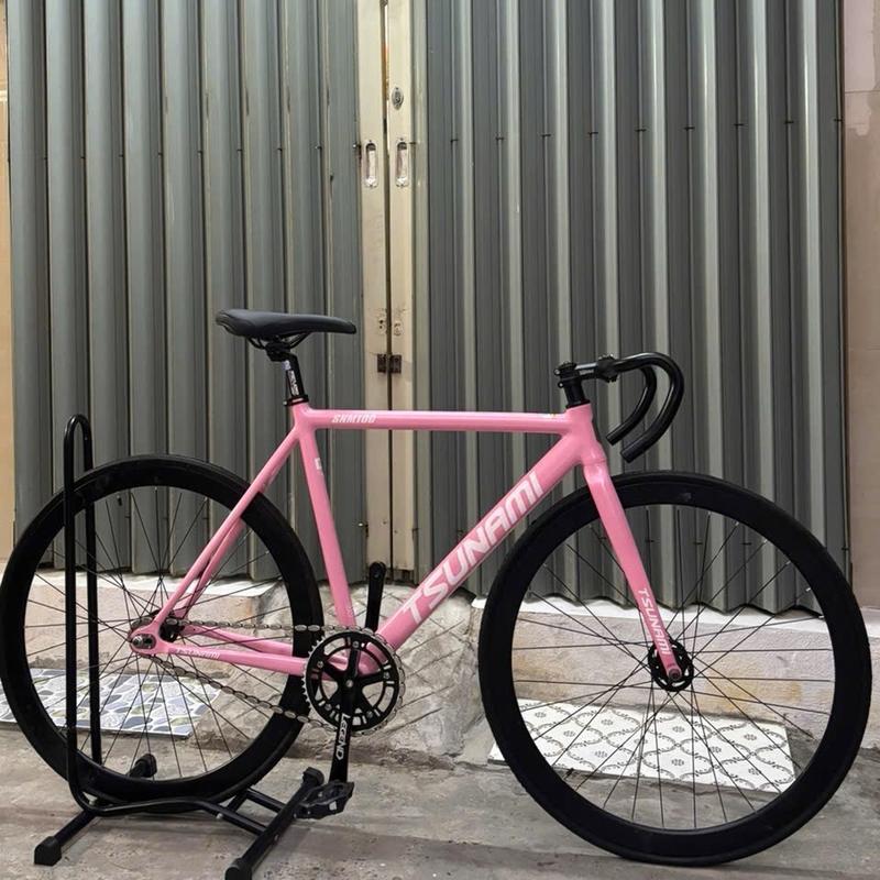 Xe đạp thể thao Fixed gear tsunami khung nhôm màu Hồng phấn kèm strap và dụng cụ lắp ráp Gắn Xe Đạp Đạp Xe Đạp Sports