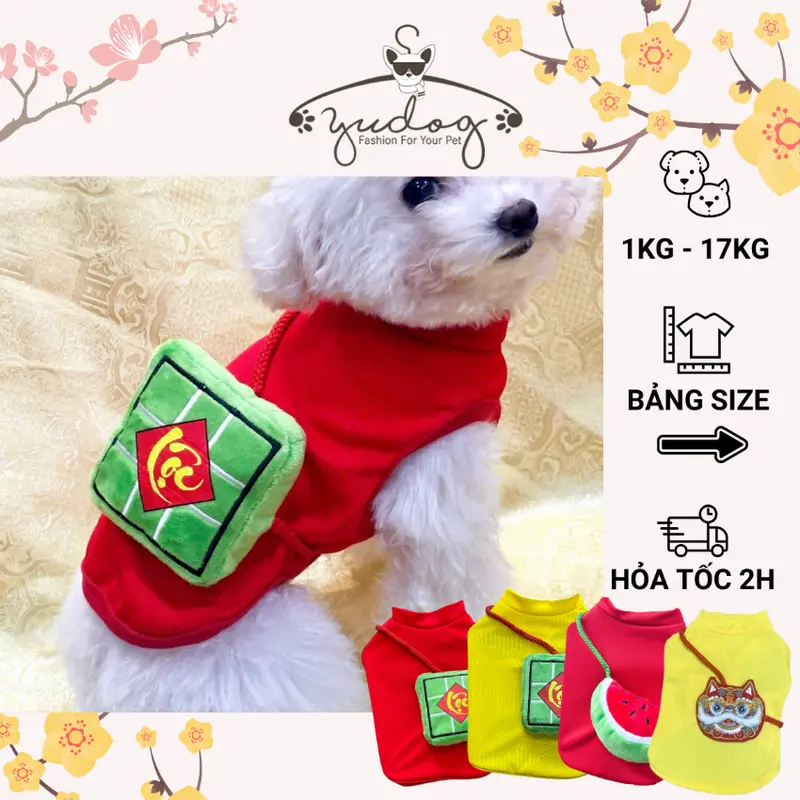 Áo bánh chưng tết cho chó mèo yudog 0