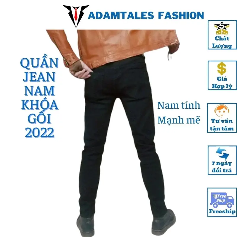 Quần Jean nam skinny rách gối phối khóa màu đen ATF-001 vải co giãn bó gấu phù hợp cho các bạn trẻ học sinh sinh viên phong cách trẻ trung hiện đại 2