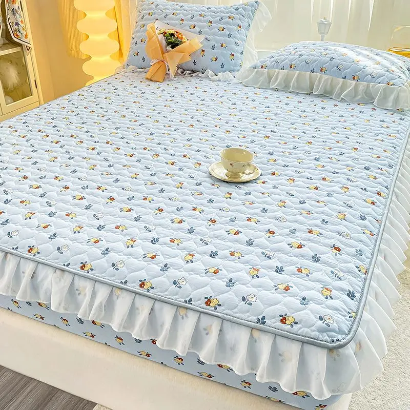 2025A Class Quilted Bed Sheet Bed Cover All Seasons Universal Simmons Protector Non-Slip Bed Sheet Bed Cover with Skirt