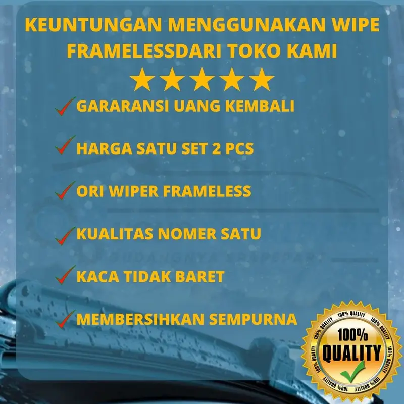 WIPER FRAMELESS HYUNDAI - UNTUK SEMUA TYPE MERK MOBIL HYUNDAI BERKUALITAS Air Besi Kaca Karet Kendaraan 2