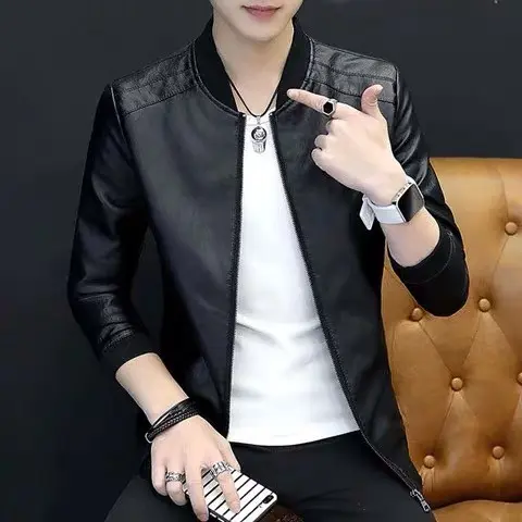NEW Classic Korean Men's Leather Jacket #5 Fashion Menswear