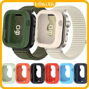 Anti Gores Case Band for Huawei Watch Fit 4/4 Pro/3 Silicone Rubber Soft Shell Bumper Cover Screen Protector Wilderness and Mountain Patterns Breathable Nylon Replacement Belt Bracelet Wristband Strap Tali Jam Tangan Smartwatch for Huawei Watch Fit 4 Pro