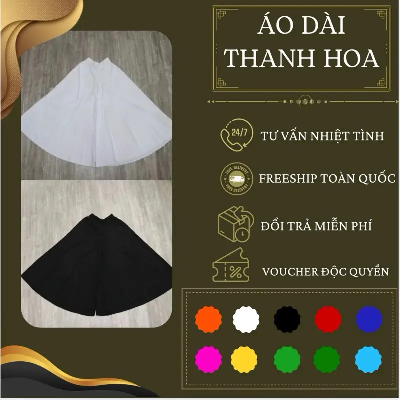 Quần váy lụa nhật Dài 102cm ống rộng 90cm Áo dài Thanh Hoa