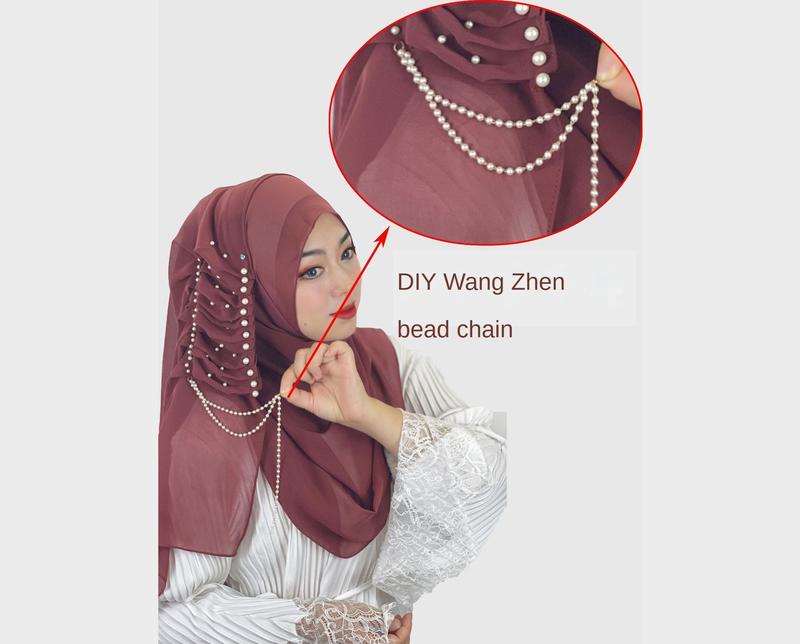 Product Introduction of ผ้าพันคอชีฟองมุก สีพื้น ลูกปัดและดีไซน์พู่ ผ้าคลุมไหล่เลดี้ ผ้าพันคอผู้หญิง มีในสต็อก selendang ผ้า  คลุม  ทิเบตแท้ 5