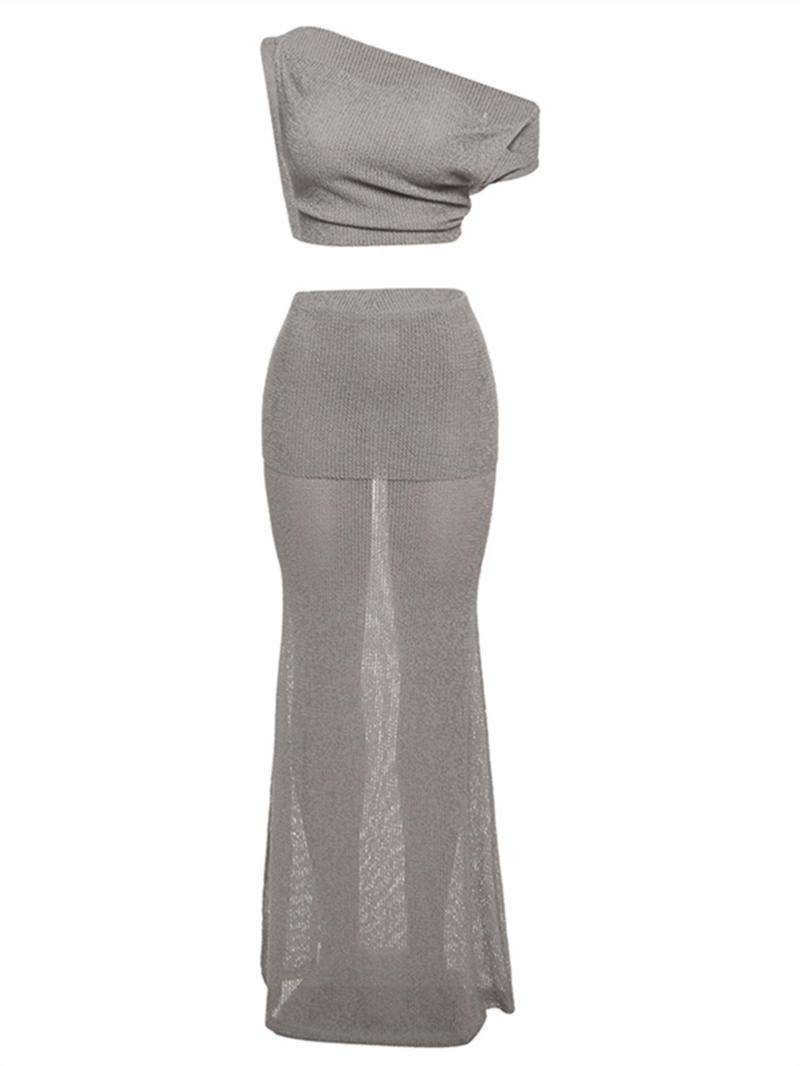 Product Introduction of Women's Solid Backless Crop Top & Bodycon Skirt Two-piece Set, Fashion Casual Sleeveless Top & Sheer Skirt for Daily Outdoor Wear, Ladies Outfits for Summer 4