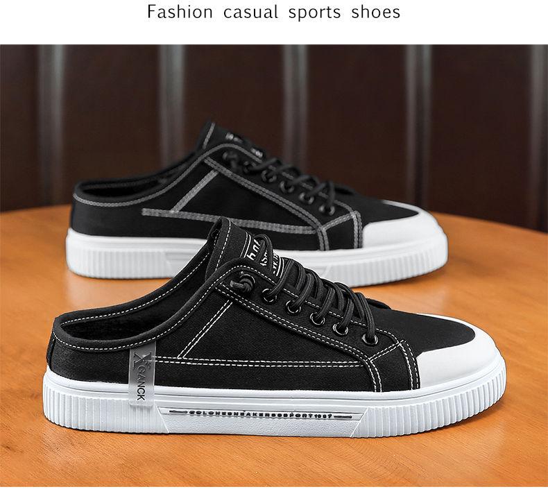Product Introduction of 2025 [628 Positive Reviews] [Factory Direct Sale] Men's Canvas Shoes Summer No Heel Board Shoes Casual Half Slippers Trendy Shoes Lazy One-Step Men's Shoes 17