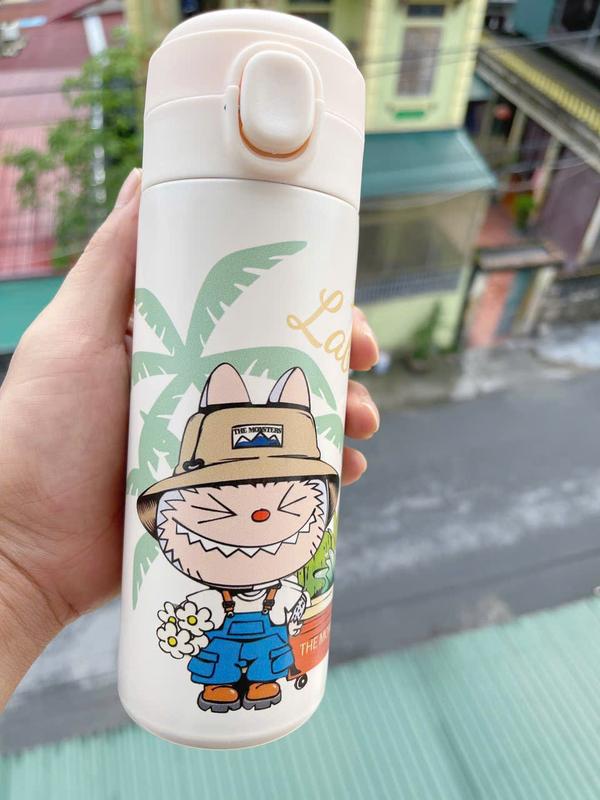 BÌNH GIỮ NHIỆT IN HỌA TIẾT LABUBU DUNG TÍCH 450ML, INOX 304 CUTE DỄ THƯƠNG, CỐC GIỮ NHIỆT HOẠT HÌNH CAO CẤP CHO BÉ YÊU MANG ĐI HỌC, ĐI CHƠI 5