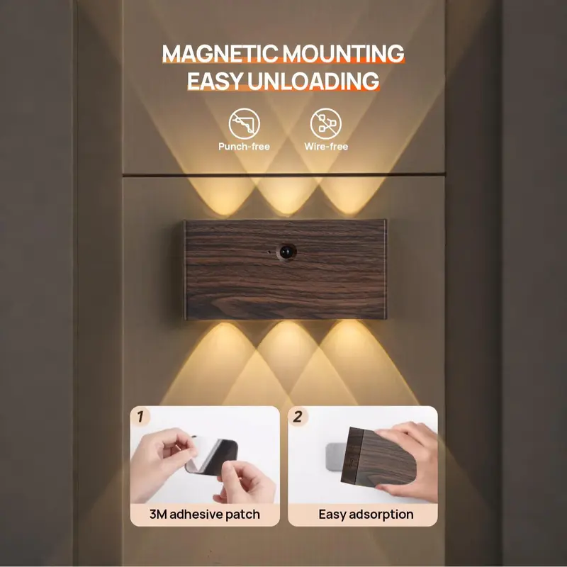 LED Magnetic Wall Lamp, USB Rechargeable Reading Wall Lamp, Adjustable Light Wall Lamp for Home Living Room Bedroom 2