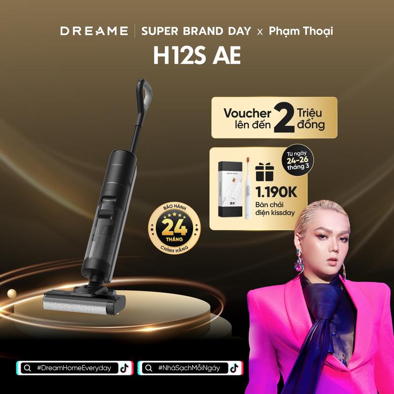 [Phạm Thoại 25/3] [TẶNG Bàn chải điện K1] Máy Lau Sàn Hút Bụi 2in1 Dreame H12S AE - Thông Minh Không Dây Cầm Tay - Hàng chính hãng - Phiên bản quốc tế