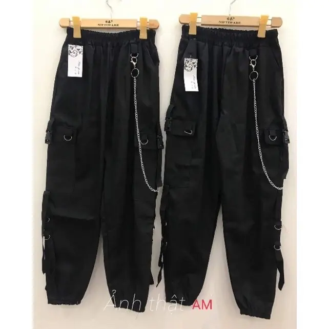 Quần túi  hộp khuy cài  kèm  phụ kiện sai 40-62kg nam nu mặc  ok Pants Kaki Đen Women Menswear Kem Quần Âu quana unam 5
