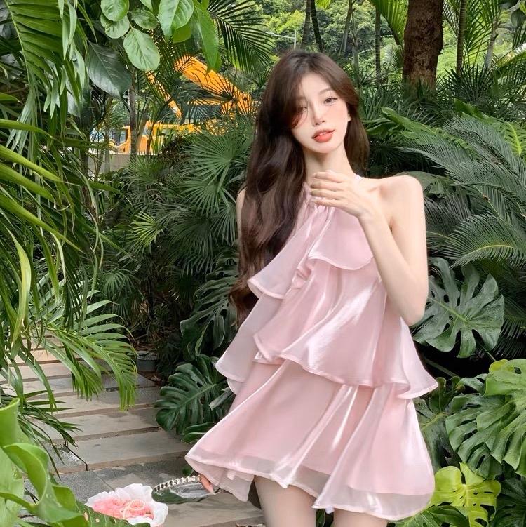 Váy tơ xoè 3 tầng, váy sát nách, Women Top nữ, DILYSHOP_ V113