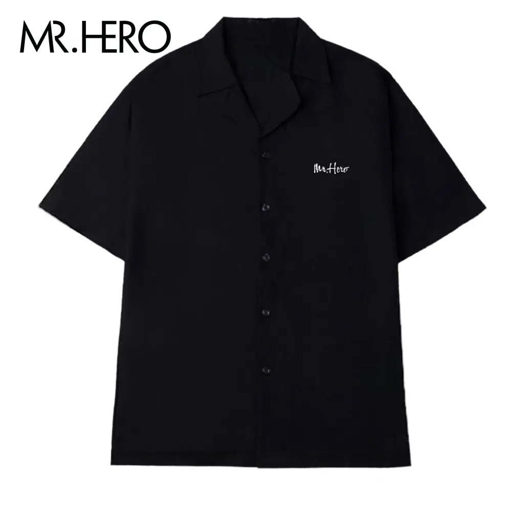Áo sơ mi tay ngắn nam cổ vest pijama form rộng Mrhero trắng đen SMC15