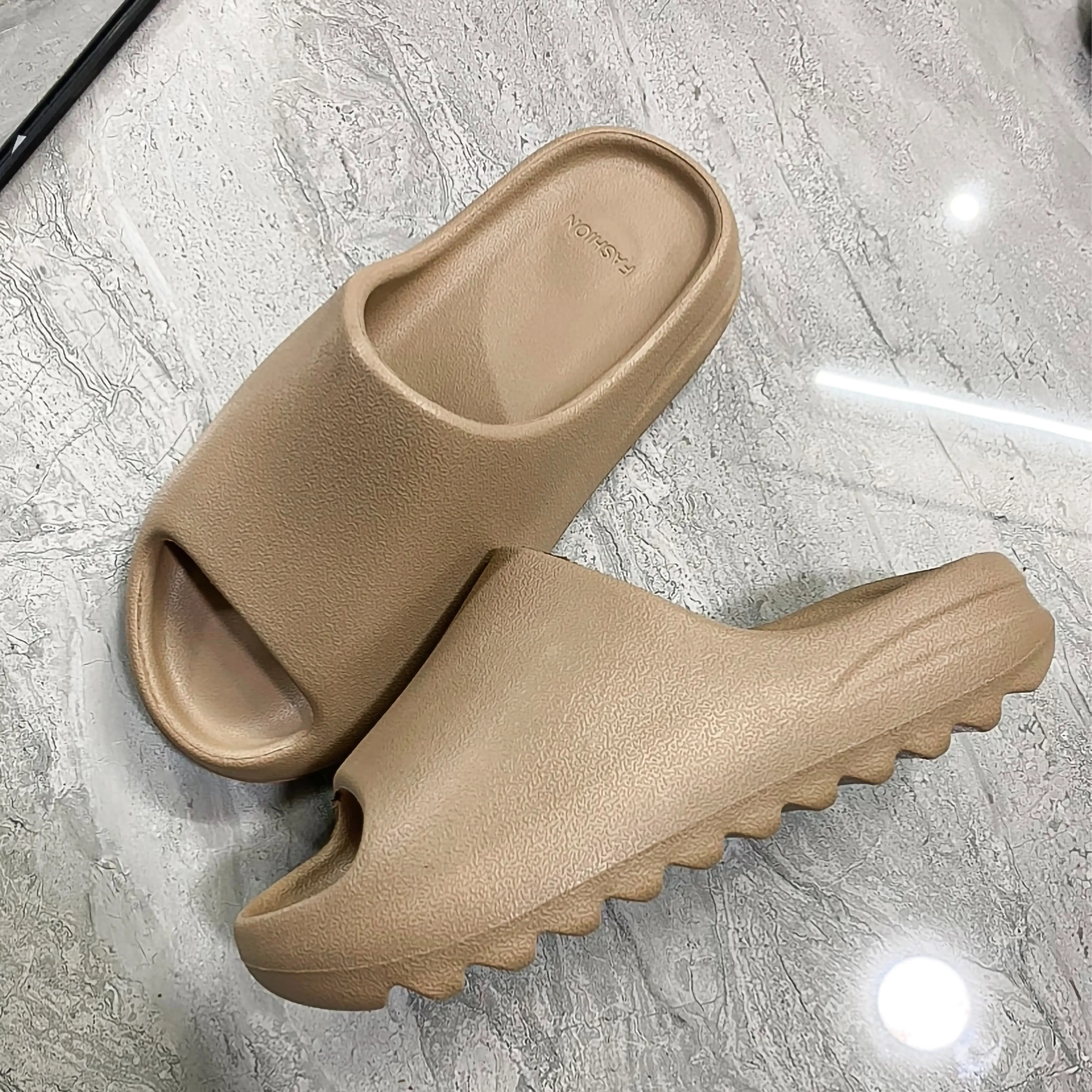 Matte Bread Pattern Sandals with Jagged Sole for Women 4cm, Men 3cm, Small Strap Form Sandals Increase 1 Size or Order Size According to Slipper Size Chart High Rubber Sole Nesty Bread Pattern Sandals