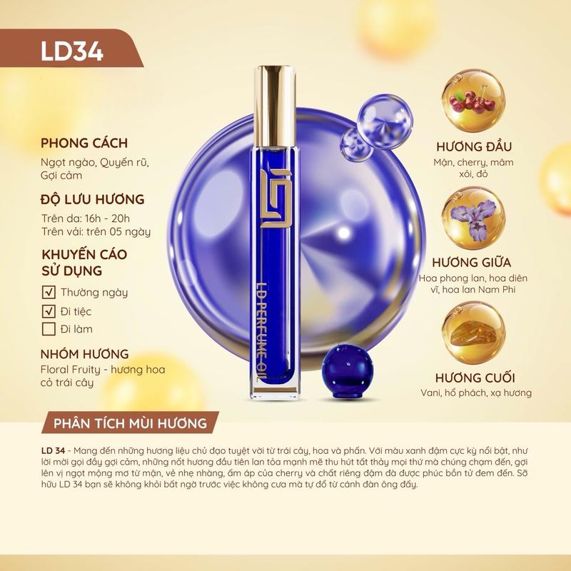 ￼[Bán Chạy] LD 34 Tinh Dầu Nước Hoa MIDNIGHT FANTASY 12ml - LD PERFUME OIL , Quyến Rũ , Gợi Cảm , Ngọt Ngào , LD34 Cosmetic Nữ Women