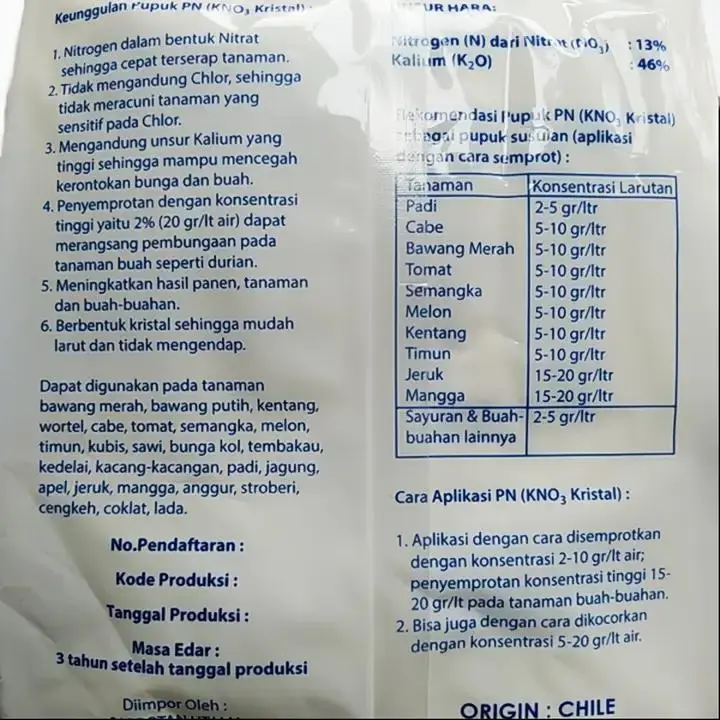 Pupuk PN Kristal KNO3 Pak Tani Original 1 Kg Peningkat Kualitas Tanaman 2