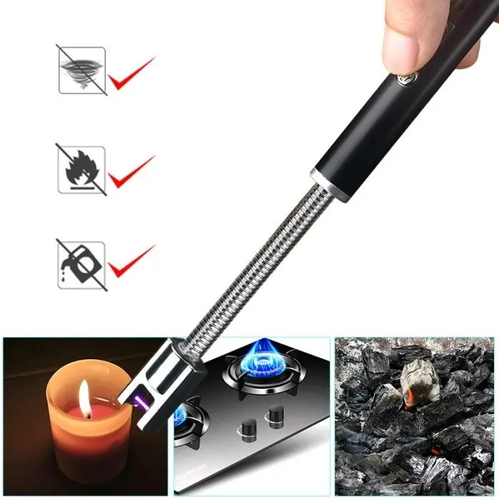 Pemantik Api BBQ Elektrik 360 KOREK ELEKTRIK RECHARGE TORCH KOMPOR outdoor camping Hitam