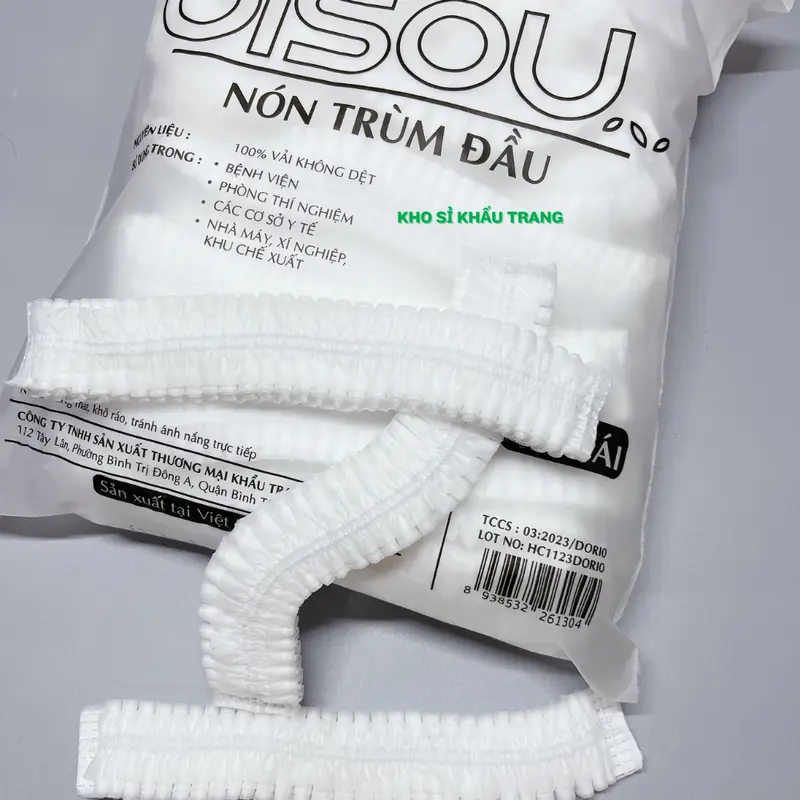 Combo 100 cái Mũ trùm y tế, nón con sâu Bisou 21cm 5