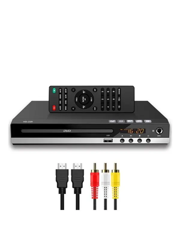 Máy nghe nhạc DVD, Shuma, Tương thích HDMI, Máy đa phương tiện, Đầu ra AV, với điều khiển từ xa và Cáp AV, cho đĩa VCD và CD 4