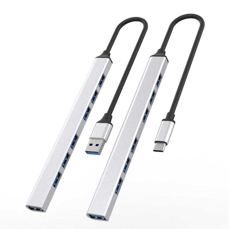 Chuột Bàn Phím Hợp Kim nhôm Truyền dữ liệu OTG Bộ Chuyển Đổi Tốc Độ cao 7 cổng Docking Station Type-C HUB USB 3.0 Giãn Nở