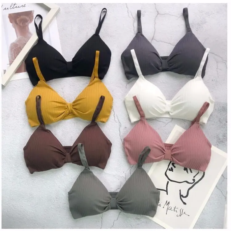 Children's High School bra comfortable brassiere bow bra cute padded removable bra strap women's small chest a Cup