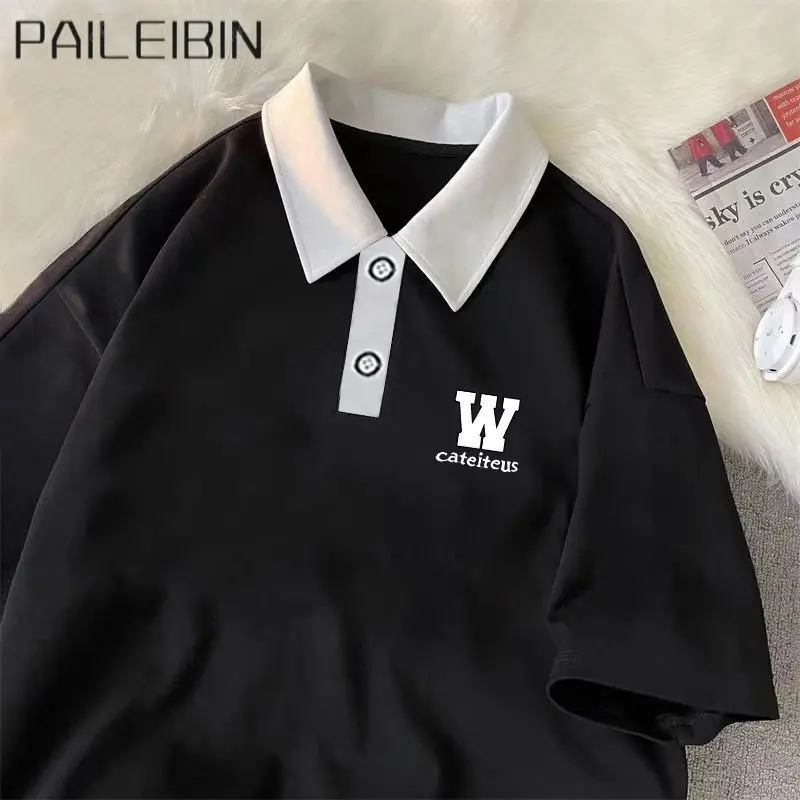 Áo Polo Ngắn Tay, Phong Cách Preppy, Áo Phông Có Ve Áo, Dành Cho Em Bé Trai Và Bé Gái, Trang Phục Mùa Hè, Áo Phông Thường Ngày Cổ Điển Mỹ, Dáng Rộng Vừa Vặn, Thương Hiệu Thời Trang Menswear Có Cổ Shirt Cộc Tay Tay Ngắn 3
