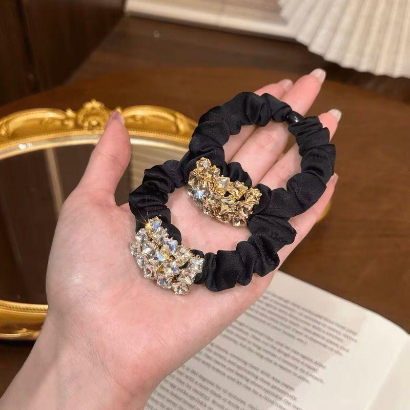 Dây Buộc Tóc Pha Lê, Thời Trang Mới Cho Năm 2025, Phong Cách Ngọt Ngào Và Thanh Lịch, Scrunchie, Dây Buộc Tóc Cao Cấp, Dây Buộc Tóc Co Giãn, Phụ Kiện Tóc Đuôi Ngựa kurumi  búi  tóc 1