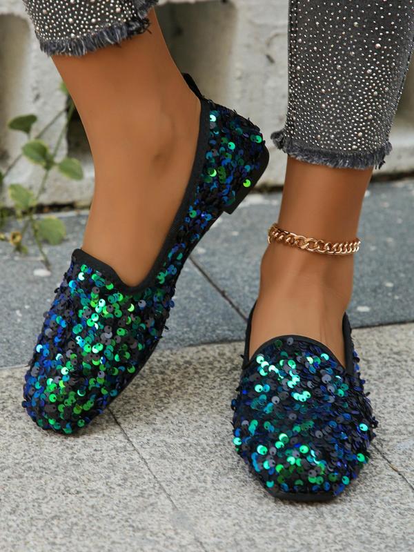 Women's Elegant Contrast Sequin Design Slip on Flats (1 Pair), Casual Soft Comfortable Flat Shoes for Spring & Fall, Fashion Shoes for Party, Daily Clothing Decor, Valentine's Day, Gift 3