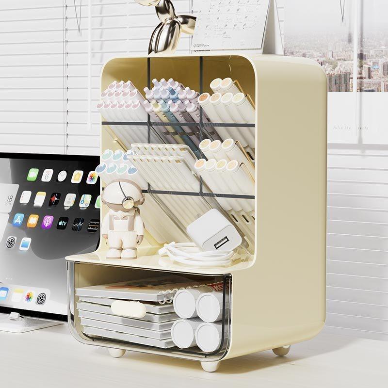 Desk Pen Holder, 1 Count Large Capacity Stationery Storage Box, Desk Organizer for Student Desks, Writing Desks, and Office Desks, Desktop Organization, Office Supplies 5