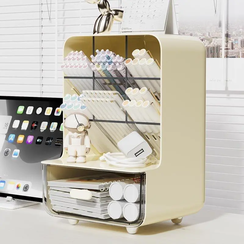 Desk Pen Holder, 1 Count Large Capacity Stationery Storage Box, Desk Organizer for Student Desks, Writing Desks, and Office Desks, Desktop Organization, Office Supplies 5