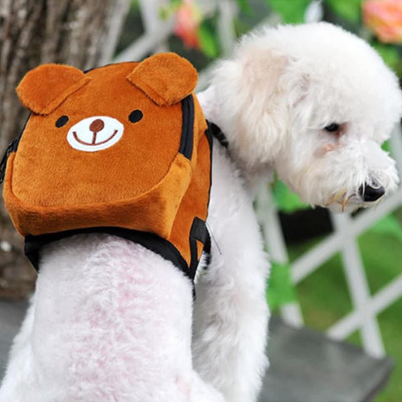 HEHUS og Backpack Saddle Bag Adjustable Pet Harness for Outdoor Brown Bear Pattern 4