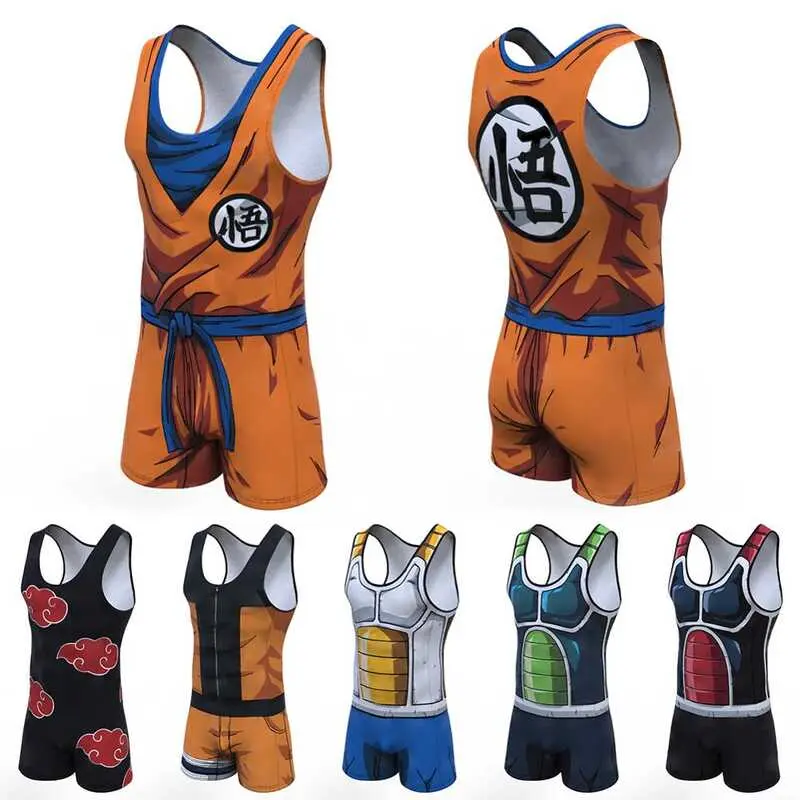 Cosplay Jumpsuit Playsuit Youth and Adult Wrestg Singlets Suit Bo Triathlon One Piece suit Iron Men Swimwear Gym Sport Fiess Skinsuit Sleeveless Menswear Clothing Costumes Lingerie Human Bestie Tropical