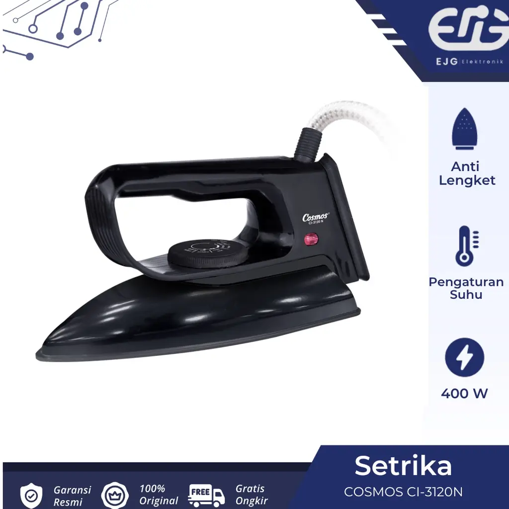 Setrika Cosmos CI-3120N Dry Iron Non Stick Anti Lengket CI 3120 N