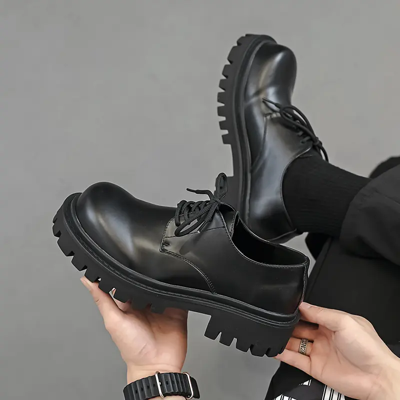 Giày Chunky Derby nam HOMME, Giày da 9517-R mũi tròn đế đúc cao 5cm 5