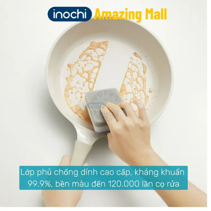 Nồi Chảo vân đá phủ sứ chống dính Omi Simple Inochi nhôm đúc nguyên khối sử dụng được bếp từ Inochi Amazing Mall 4