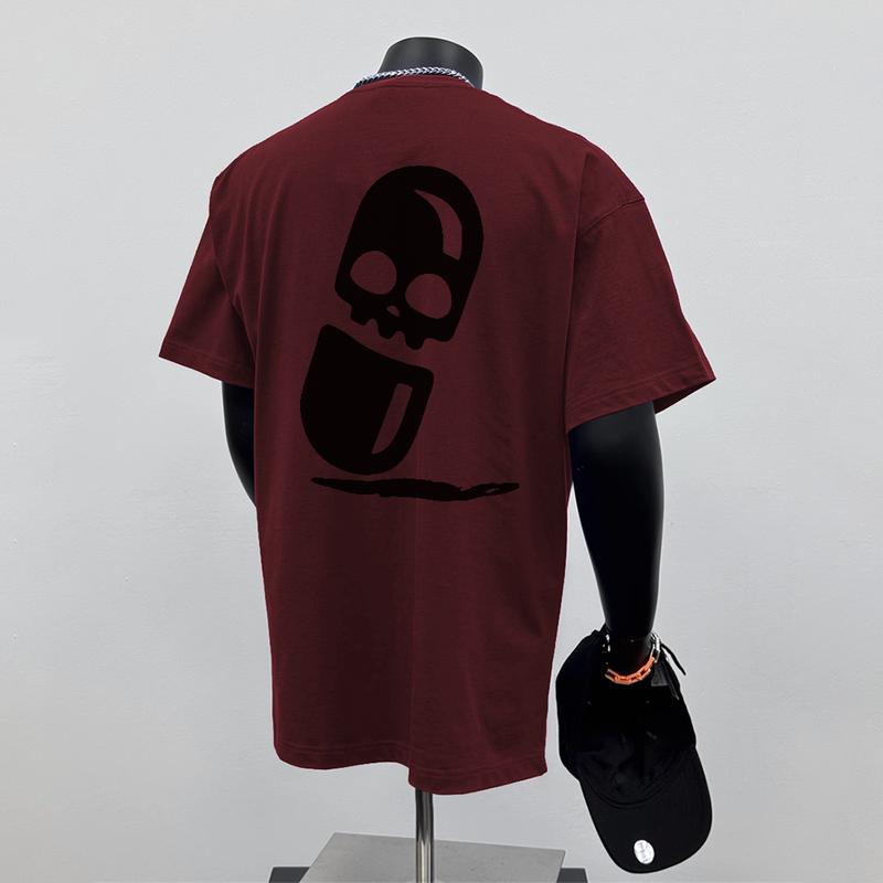 Áo Thun Ngoại Cỡ Thiết Kế Rộng Thùng Thình Đường Phố Cổ Điển, 100% Cotton, Ngắn Tay, Áo Cổ Thuyền Cho Nam Và Nữ, Unisex  cá tính 1