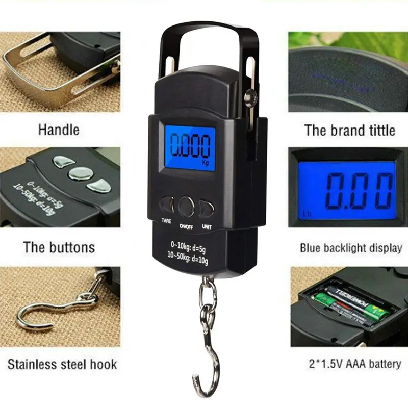 Cân Điện Tử Cầm Tay 50kg, Cân Câu Cá, Cân Giao Hàng Tiết Kiệm, Có Móc 1