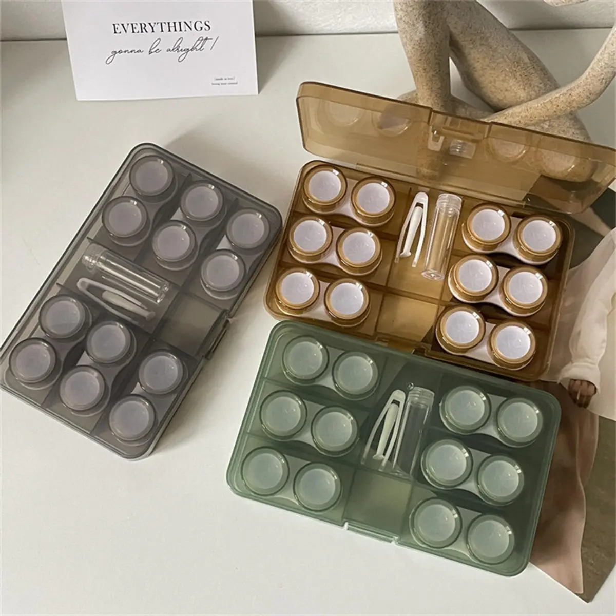 Color Contact Lens Box Six Pairs Of Large-capacity Storage Box Retro Morandi Color Contact Lens Companion Box Nursing Box.