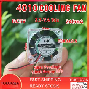 Dc 3.7 - 7.4 v 240ma 0.2A Mini Cooling Fan 4010 - Trasparent Fan with Blue LED
