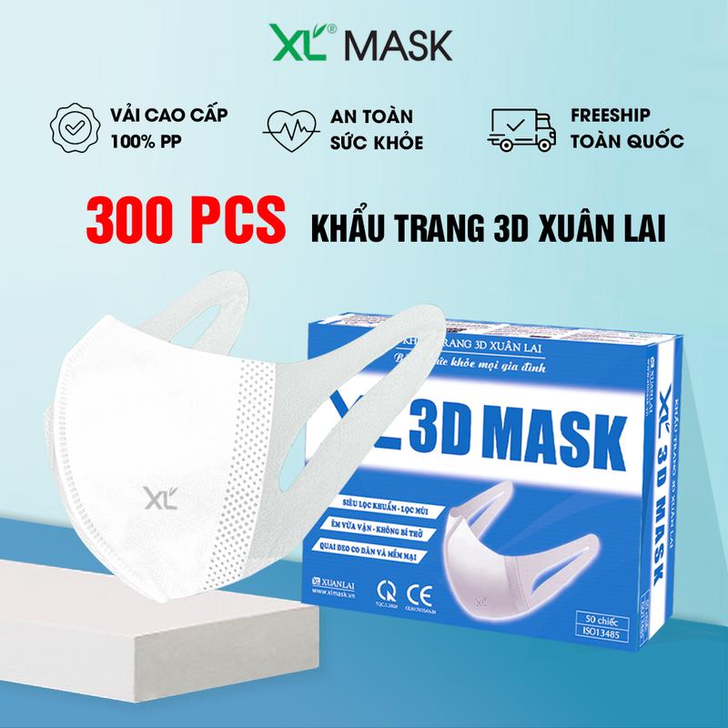 300 cái Khẩu trang 3D XL Xuân Lai 3 lớp vải kháng khuẩn co giãn tốt chống giọt bắn chống tia UV