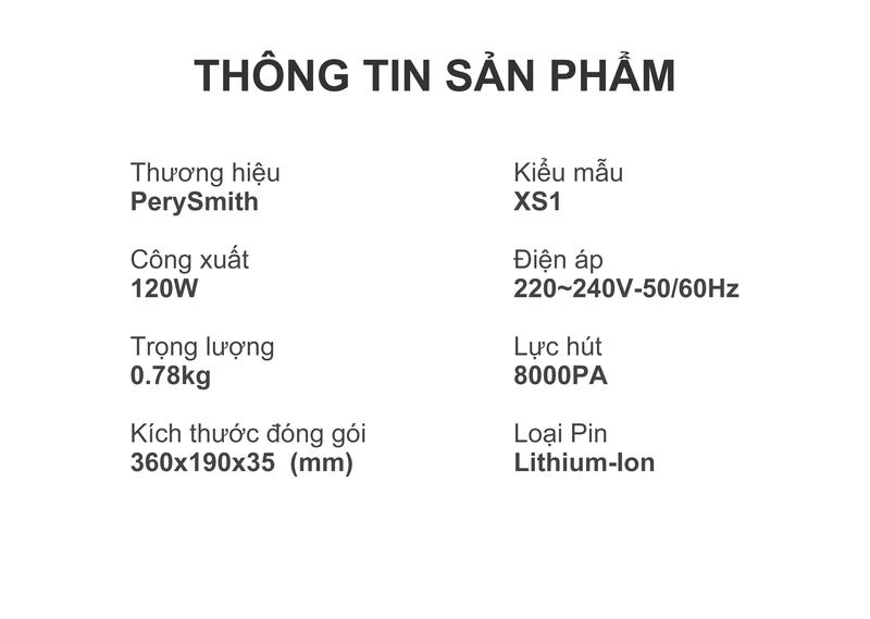 Product Introduction of [N] Máy Hút Bụi Cầm Tay Mini PerySmith XS1 | Lực Hút Cực Mạnh | Kèm 5 Đầu Hút | Pin Sạc Tiện Lợi | Thích Hợp Cho Oto | Bảo Hành 1 Năm 9