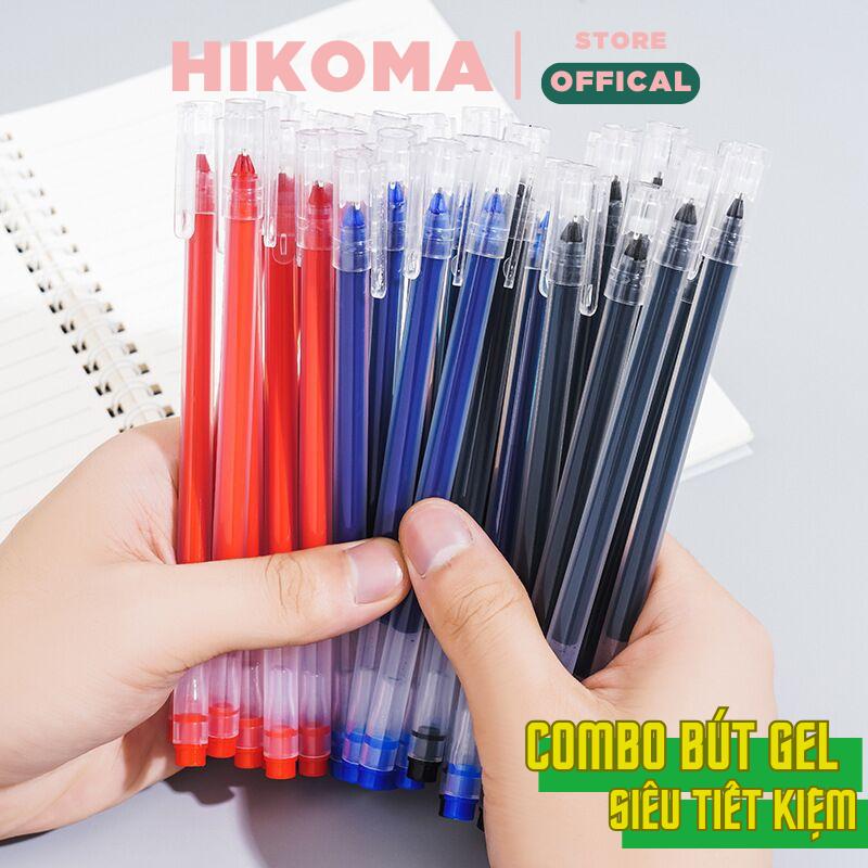 Bút gel ngòi kim Hikoma combo 20 50 ,100 bút bi nước nhanh khô văn phòng phẩm