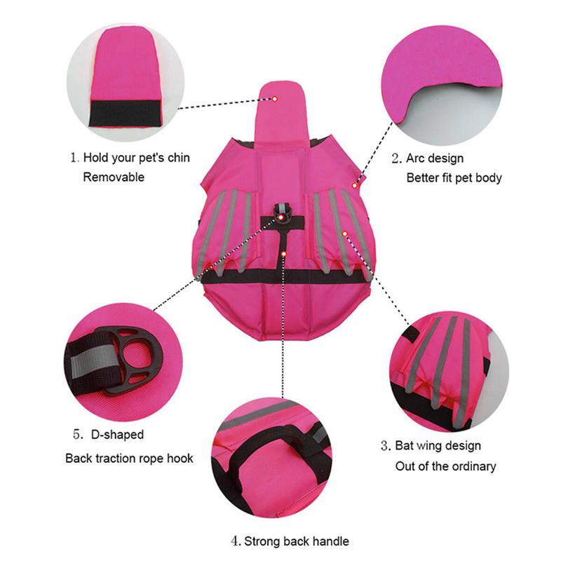 Life Jacket Safety Vest Adjustable Preserver with High Buoyancy Durable Rescue Handle for Small Medium and Large Dog 2