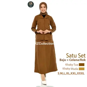 Setelan Baju Seragam Dinas PNS Pemda  Blazer Guru Coklat Wanita Rok atau Celana Panjang