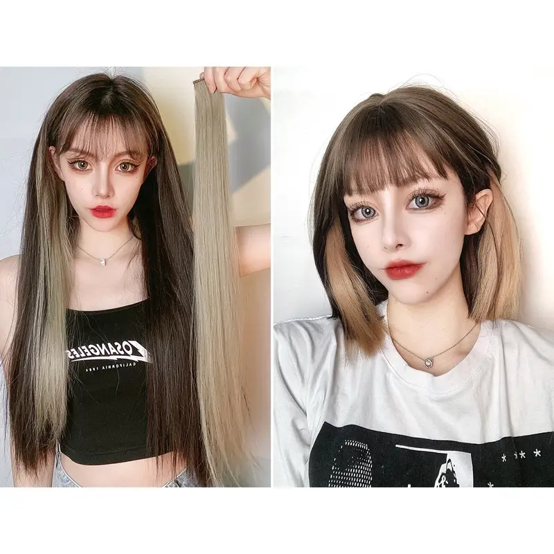 HIGHLIGHT WIG / HAIR CLIP RAMBUT PALSU WANITA ON / EXTENTION LURUS 50CM - 60CM tinsel  hair 6