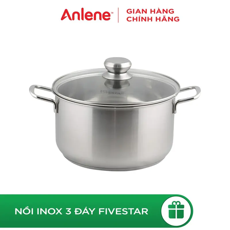 Nồi Inox 18cm nắp kiếng bếp từ 0