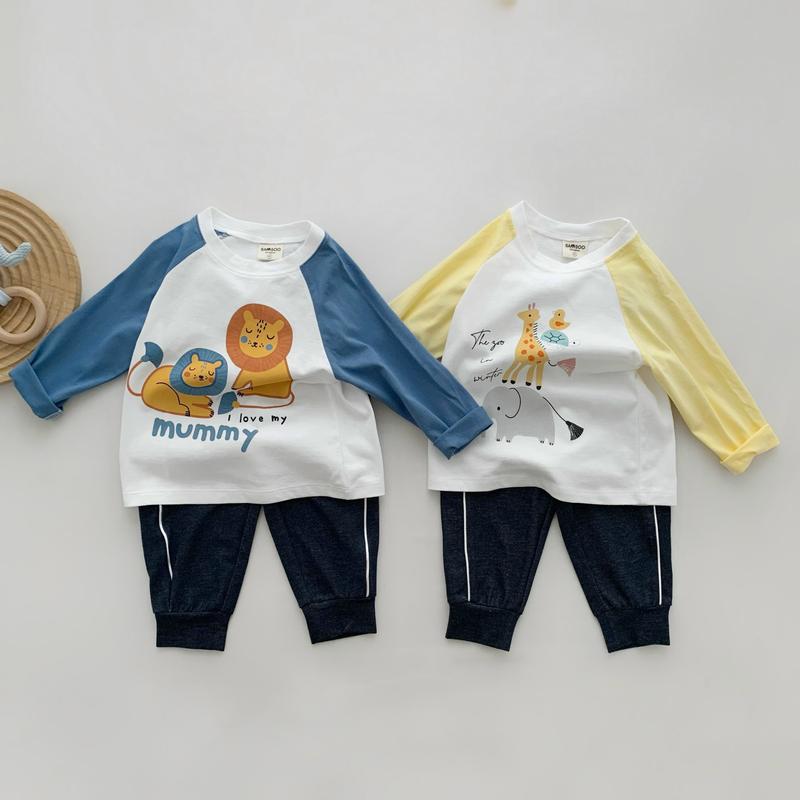 Bộ quần áo samsoo quần giả bò mẫu sư tủ xanh - hươu vàng cho bé