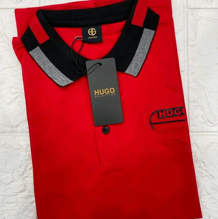 Hugo Selection Baju Cowok Polo Maroon Pendek Dewasa Kaos Krah Spandek Sejuk Nyaman Ori 100% Size M L XL - Pria 0