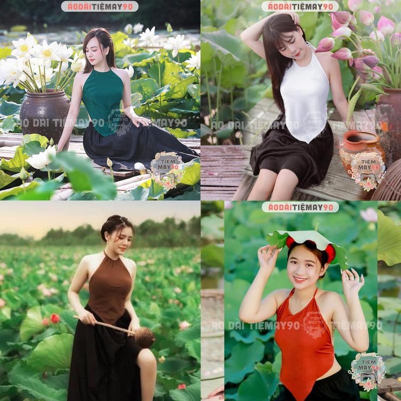 Áo yếm chụp sen các màu Tiệm 90 may sẵn áo yếm mảnh truyền thống kết hợp váy đụp chụp biểu diễn nghệ thuật đẹp AD90177