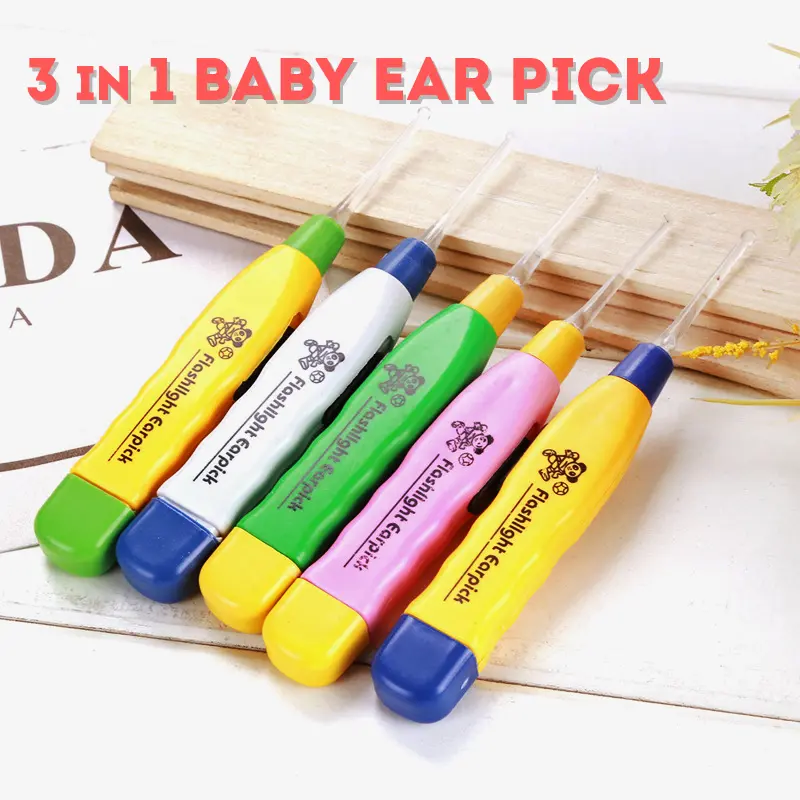 3 IN 1 Baby Ear Pick Tool LED Light Ear Spoon Ear Cleaner Case Lid